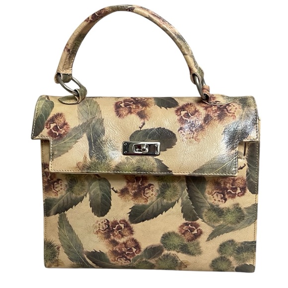RARE Osprey LONDON  By Graeme Ellisdon  FLORAL Leather  HANDBAG VINTGE retro EUC - Picture 1 of 14